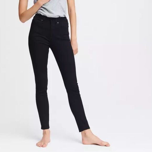 Rag & Bone sz 29 waxed black cotton jean Nina High Rise Skinny EUC - Picture 1 of 13